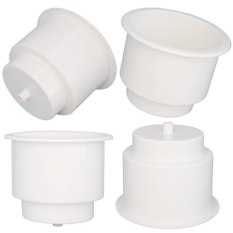 Yuanhe White Plastic Cup Drink Holder Insert with Drain for Boat Car Marine Rv 4PCS