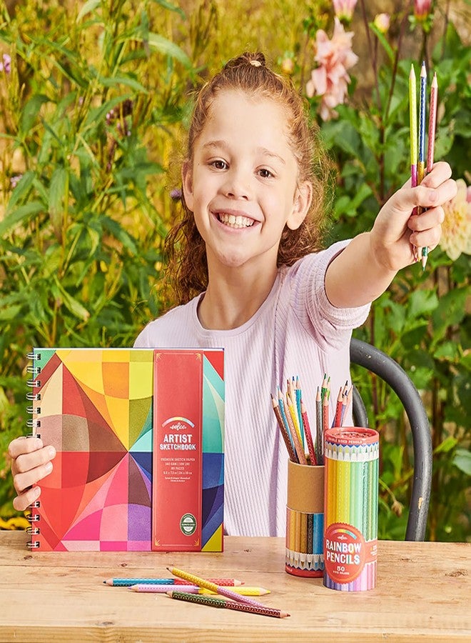 eeBoo Rainbow 25 Double Sided Colored Pencils, 50 Colors, in Canister - Image 5