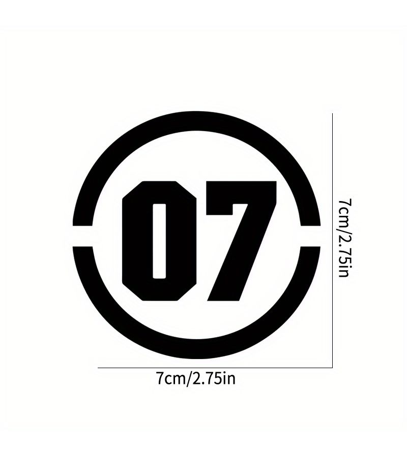 Black 07 Racing Number Car Stickers For Window Truck Helmet Decals - Image 3