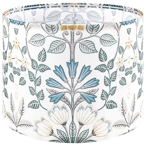 GO&SO Printing Big Floral Drum Lamp Shade Medium Table Lampshade13 Top x 13 Bottom x 10 HighSpider Ideal for LivingroomBedroomFloor LampsModern Linen Lamps Shades DecorAssembly Required By GOSO - Image 1