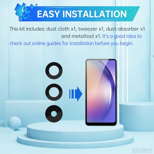 BESJMYT 2 Pack Rear Camera Lens Replacement for Samsung Galaxy A54 Adhesive Back Camera Glass Lens with Full Fix Tool Repair Kit Tweezers Dust Cloth for A54 SM-A546U SM-A546U1 - Image 5