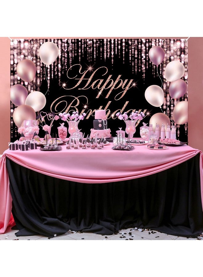 تفكس جيه خلفية لافتة عيد ميلاد سعيد باللون الأسود والوردي، لافتة عيد ميلاد سعيد كبيرة، خلفية ساحة عيد ميلاد سعيد، خلفية عيد ميلادي، حفلة استحمام الطفل، لوازم تزيين السيارة الداخلية والخارجية للنساء والفتيات - Image 3