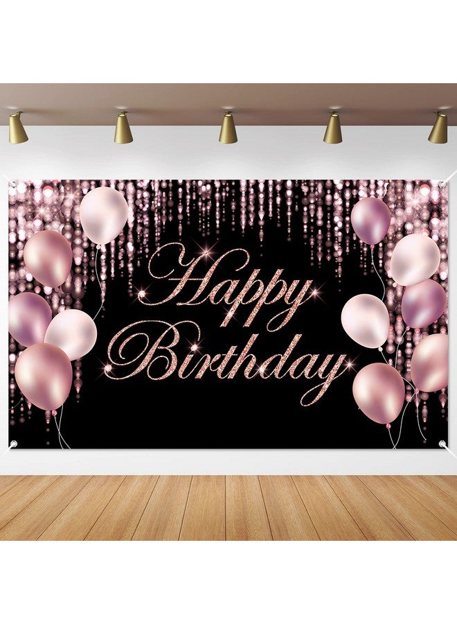 تفكس جيه خلفية لافتة عيد ميلاد سعيد باللون الأسود والوردي، لافتة عيد ميلاد سعيد كبيرة، خلفية ساحة عيد ميلاد سعيد، خلفية عيد ميلادي، حفلة استحمام الطفل، لوازم تزيين السيارة الداخلية والخارجية للنساء والفتيات - Image 1