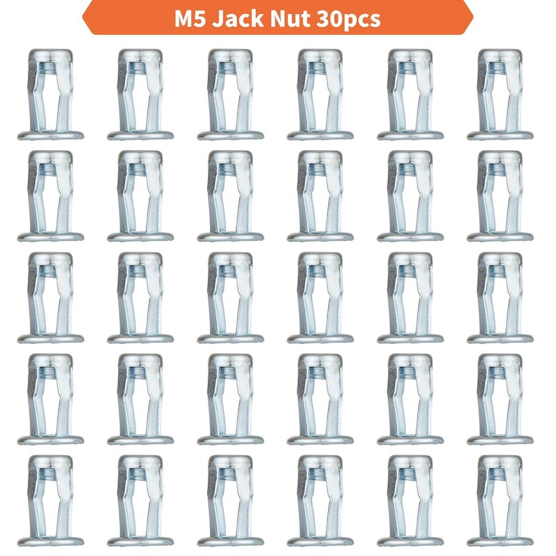 EZ-NUTUL Jack nut Installation Tool Set Hand Thread Insert Jacknuts Assortment Kit for Thin Metal Plastic Polywood Pressboard Hardboard (M5 (Jack Nut-30pcs)) - Image 4