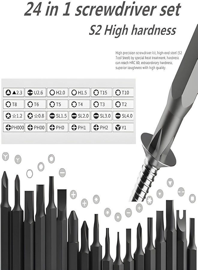 Oblivion 24-in-1 Screwdriver Set with Plastic Case - Magnetic Micro Driver Tool Kit | 24 Aluminum Bits with Magnetic Driver Portable Precision Screwdriver Set for Repair Electronics (1 Set, Aluminium) - Image 4
