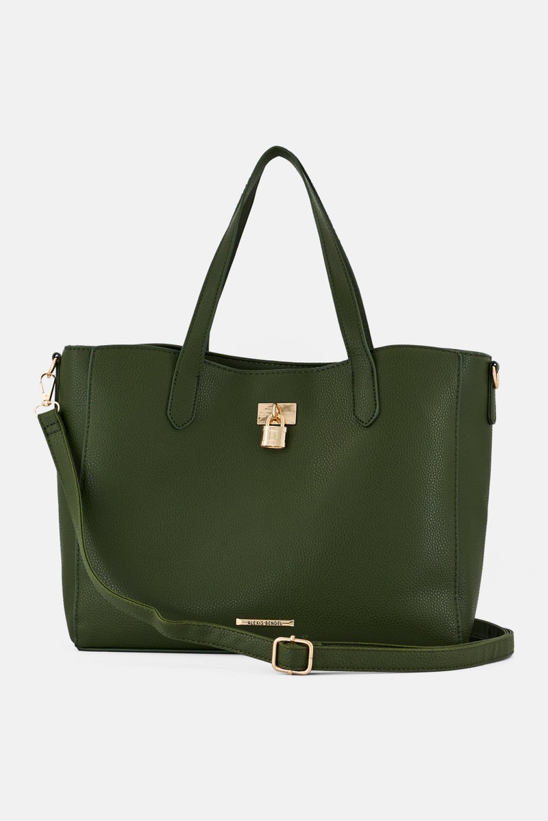 Alexis Bendel Women Brand Logo Tote Bag, Olive  - Image 2