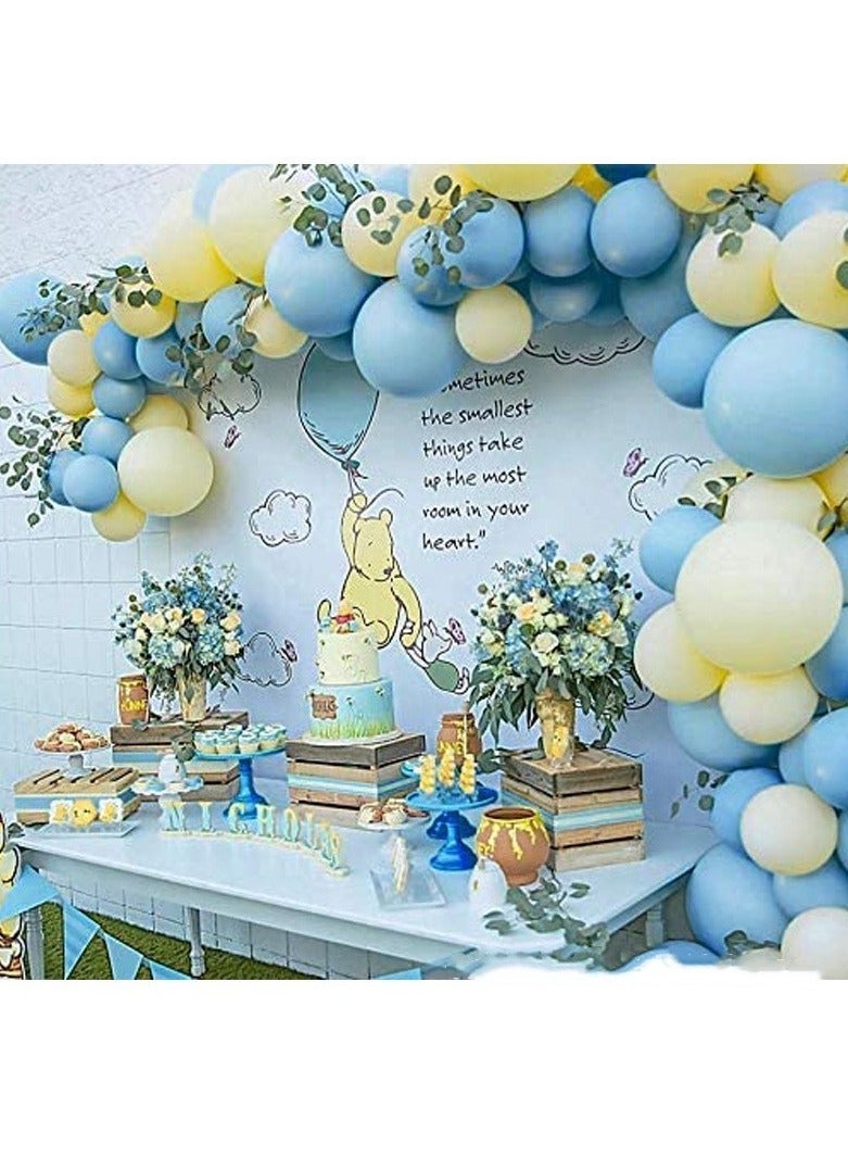 DUNISO 102 PCS Balloon Garland Arch Kit, Blue and Yellow Latex Balloons Set For Baby Wedding Birthday Party Background Decorations School Opening Ceremony - Image 3