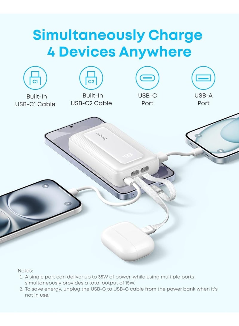 أنكر Anker Zolo Power Bank, 10,000mAh 35W Max Fast Portable Charger with Built-in dual USB-C Cables, USB-C&A, Battery Pack for iPhone 17/16 Series, MacBook, Galaxy - Black black - Image 5