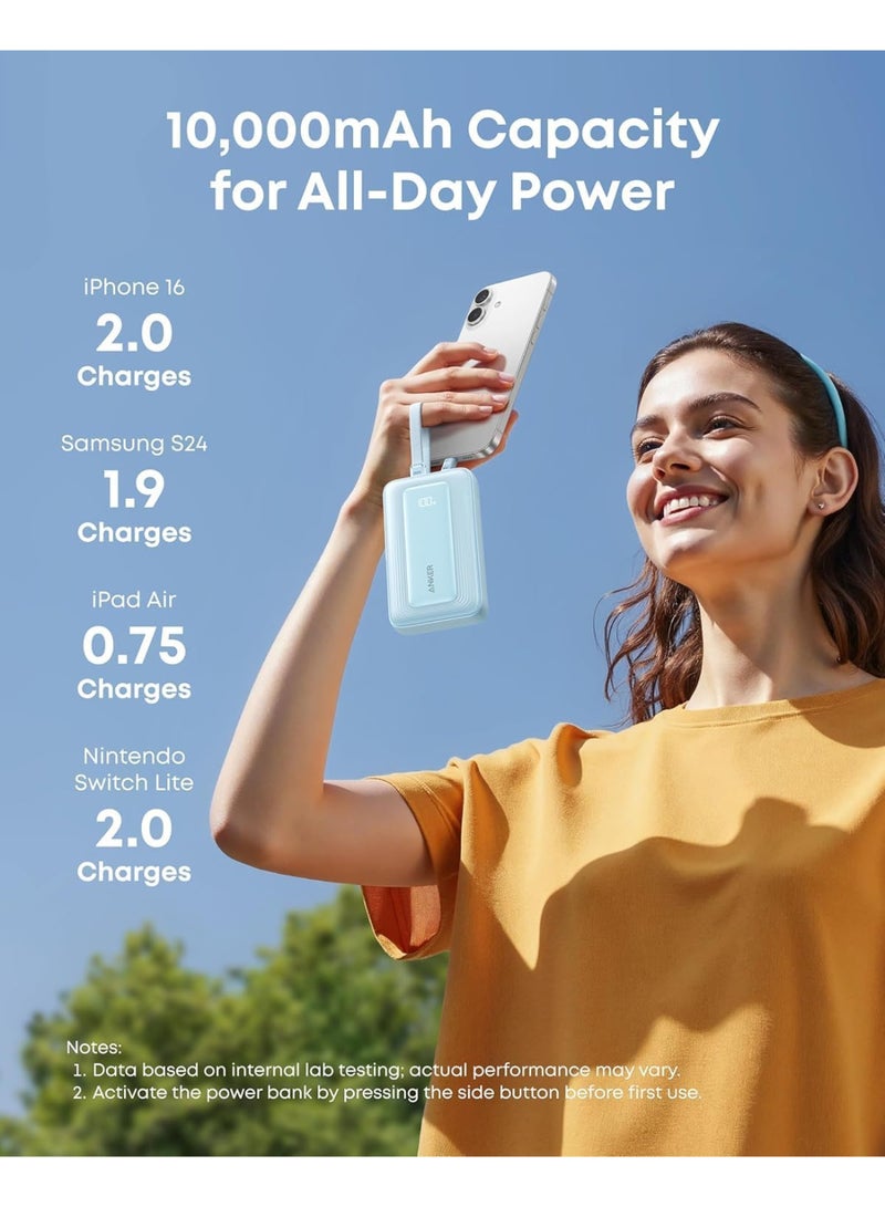 أنكر Anker Zolo Power Bank, 10,000mAh 35W Max Fast Portable Charger with Built-in dual USB-C Cables, USB-C&A, Battery Pack for iPhone 17/16 Series, MacBook, Galaxy - Black black - Image 4