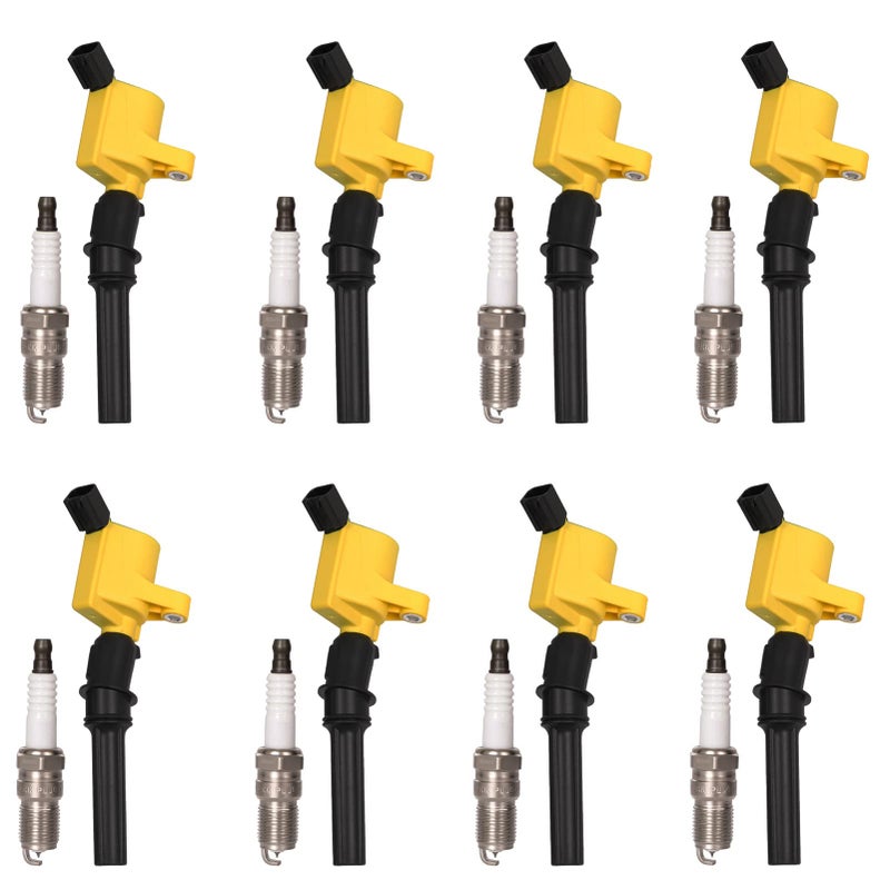Set of 8 DG508 Ignition Coils and SP479 Spark Plugs For 54 V8 1998 1999 2000 2001 2002 2003 2004 Ford Expedition F150 F250 F350 Mercury Grand Marquis FD503