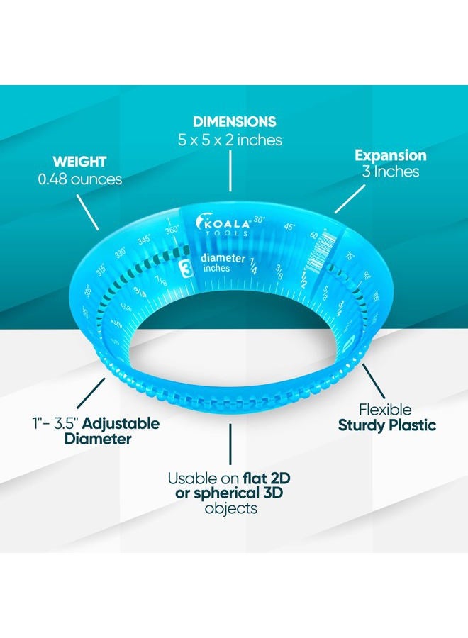 Koala Tools - Mini Ring Ruler for Circle Templates and Surfaces, Circular Ruler with 1 to 3.5-inch Adjustable Diameter, Geometric Tool for Drawing Circles - Image 4