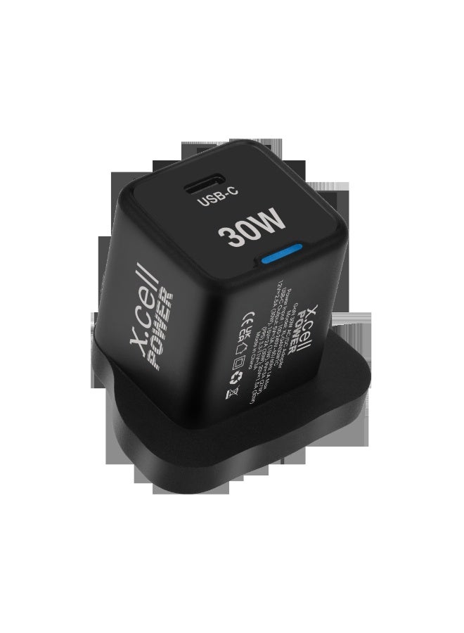 GaN II 30W USB-C Charger | PD 3.0 & PPS Fast Charging | Ultra-Compact Design | Super-Fast Charging for iPhone, Samsung, iPad, MacBook Air | Heat-Safe, Travel-Ready – Black
