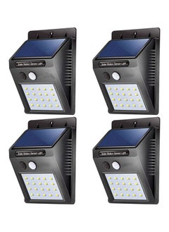 بيوينتي 4 قطع من مصابيح جدارية ليلية LED مكونة من 20 ضوء تعمل بالطاقة الشمسية للاستخدام الخارجي ومزودة بجهاز استشعار للحركة PIR أسود/ أبيض 10x12سم  - Image 1