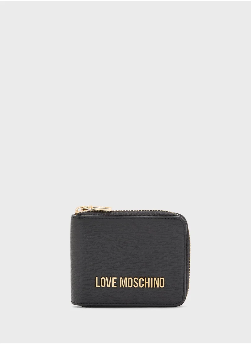 Love Moschino Logo Detailed Zip Over Wallet