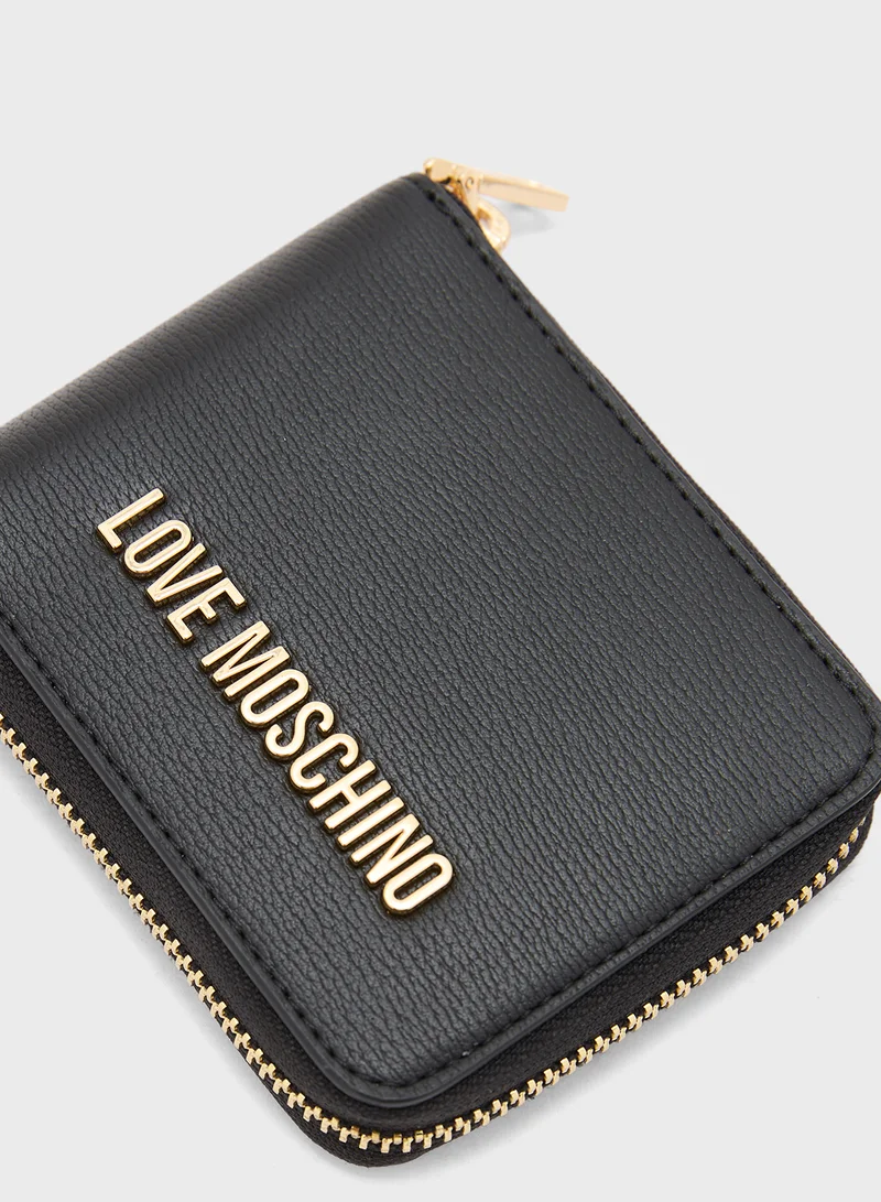 لوف موسكينو Logo Detailed Zip Over Wallet