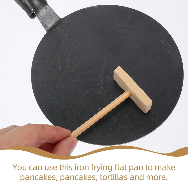 Pancake Pan and Crepe Pan Set with Wooden Handle 13Cm Nonstick Flat Frying Skillet for Traditional Sugar Painting DIY and Breakfast Cooking - Image 4