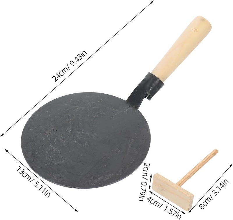 Pancake Pan and Crepe Pan Set with Wooden Handle 13Cm Nonstick Flat Frying Skillet for Traditional Sugar Painting DIY and Breakfast Cooking - Image 2