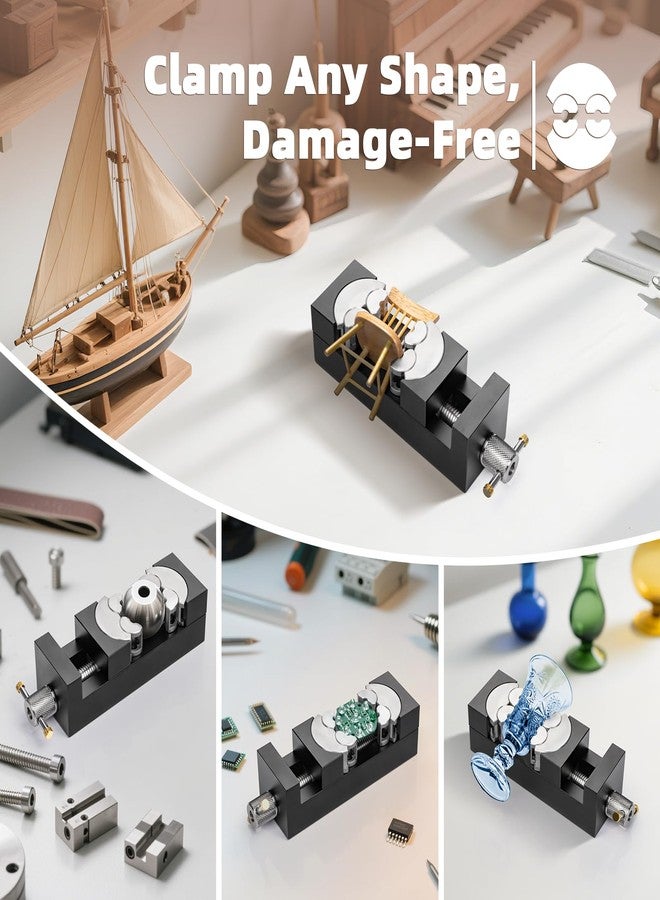 Luvan Mini Drill Press Vise, Small Bench Vise Clamp for Any Shape 2.44" Jaw Opening Self-Adjusting Smart Fractal Vise, Precision Aluminum Hobby Mini Table Clamp for DIY,Crafts,Jewelry Making,Repair - Image 5