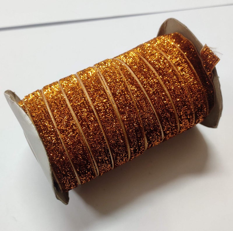 OMX Roll of Sparkle Glitter Ribbon Patti Lace (32 Meters) (Border) with 1cm (10mm) Width, Saree Border, Party Decoration, Craftwork (Copper) - Image 5