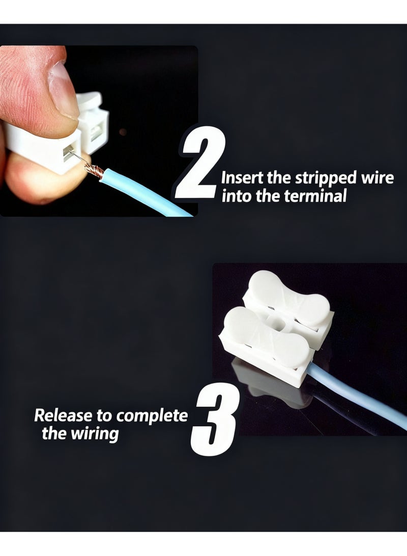 SHAOZHEN Push Quick Wire Cable Connector, 100pcs 10A 220V 2 Pin Push-in Spring Loaded Electrical Connectors for Lighting Electrical and Automotive Wiring Electricity - Image 4