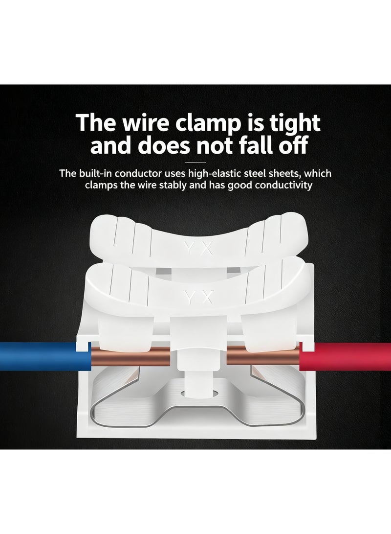 SHAOZHEN Push Quick Wire Cable Connector, 100pcs 10A 220V 2 Pin Push-in Spring Loaded Electrical Connectors for Lighting Electrical and Automotive Wiring Electricity - Image 5