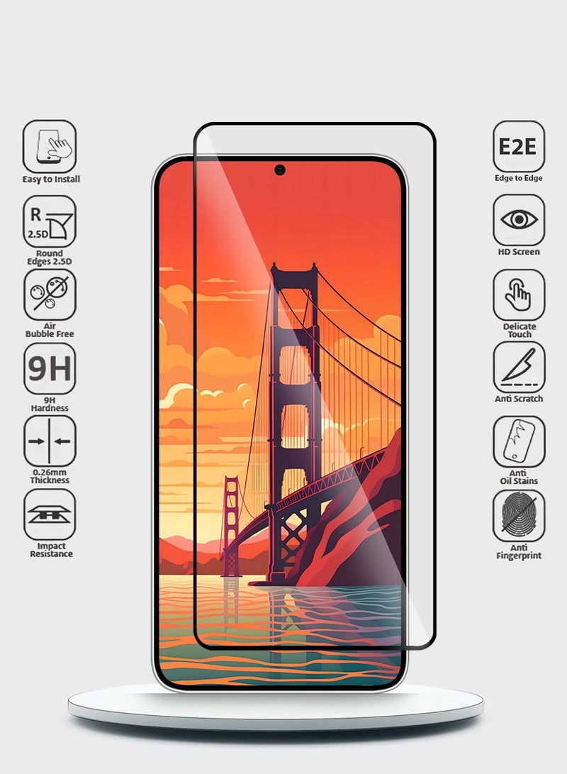 دبليو تيك سامسونج جالاكسي S24 5G 2024 Premium E2E كامل الغراء غطاء كامل واقي الشاشة من الزجاج المقسى (MSGECN) - شفاف / أسود - Image 2