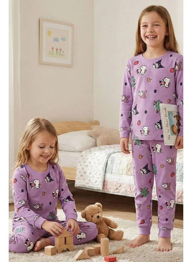 zuzunga Cute Hello Kitty and Kuromi Patterned Girl's Pajama Set.