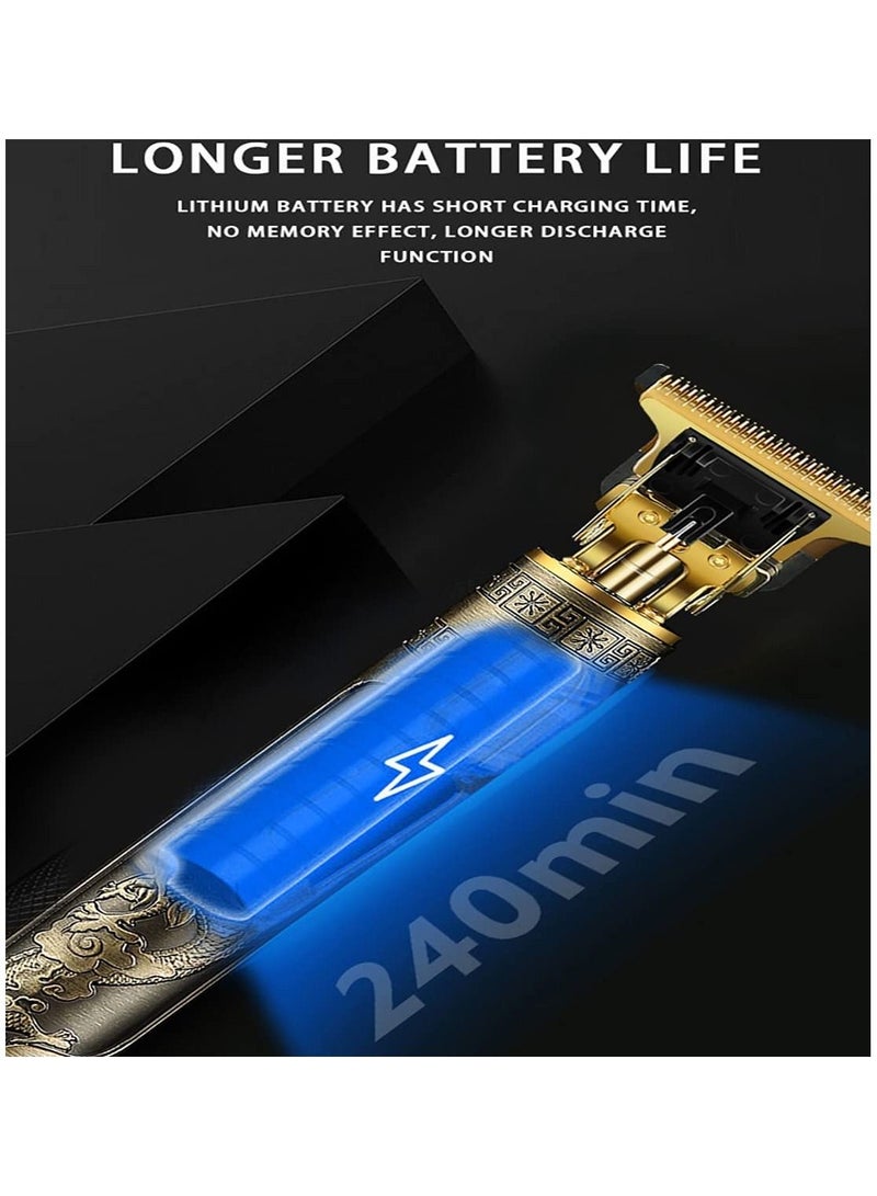 مقصات شعر احترافية للرجال - ماكينة حلاقة بدون سلك قابلة للشحن بشفرة T - مجموعة قص وتجميل للرجال للاستخدام المنزلي - Image 4