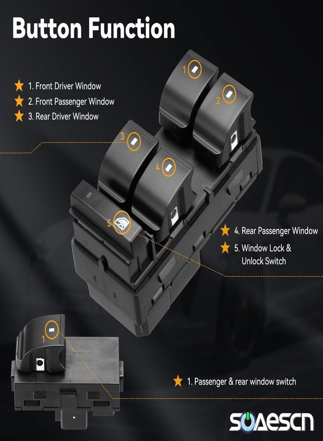 SOAESCN Power Window Switch Driver Side & Passenger Window Switch for 2007-2013 Chevy Silverado GMC Sierra 1500 2500 3500, 2009-2017 Traverse Acadia, 2008-2011 HHR Door Lock Switch Button, 20945129, 25789692 - Image 3
