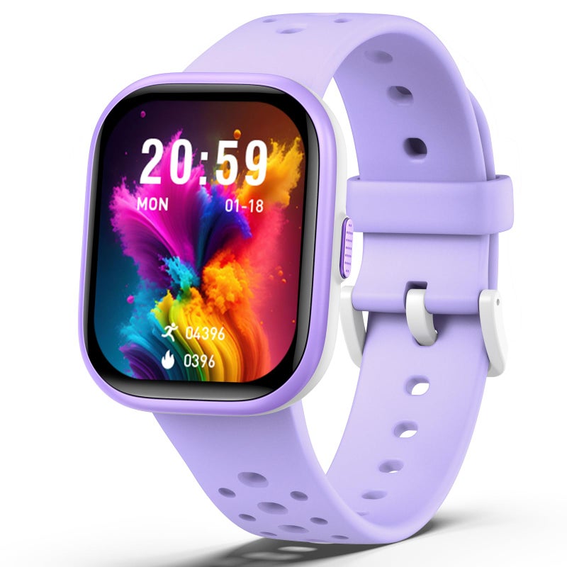 Teslahero Upgraded Kids Smart Watch Fitness Tracker, 1.85" Screen with 12 Puzzle Games, Heart Rate Sleep Monitor, Pedometer, Waterproof Activity Tracker with/without APP for Fitbit Boys Girls (Purple) - Image 1