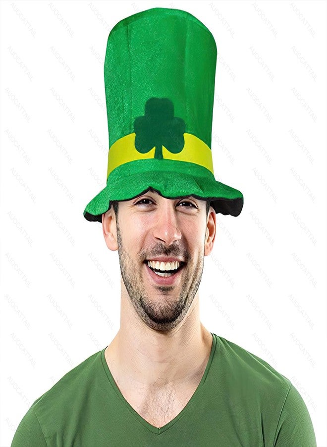 AUOCATTAIL St Patrick's Day Hats Green Velvet Shamrock Top Hat St. Patrick Party Irish Leprechaun Cosplay Costume Hats for Men Women Festival Decoration Supplies - Image 2