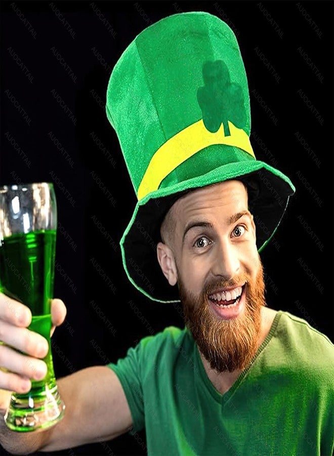AUOCATTAIL St Patrick's Day Hats Green Velvet Shamrock Top Hat St. Patrick Party Irish Leprechaun Cosplay Costume Hats for Men Women Festival Decoration Supplies - Image 4