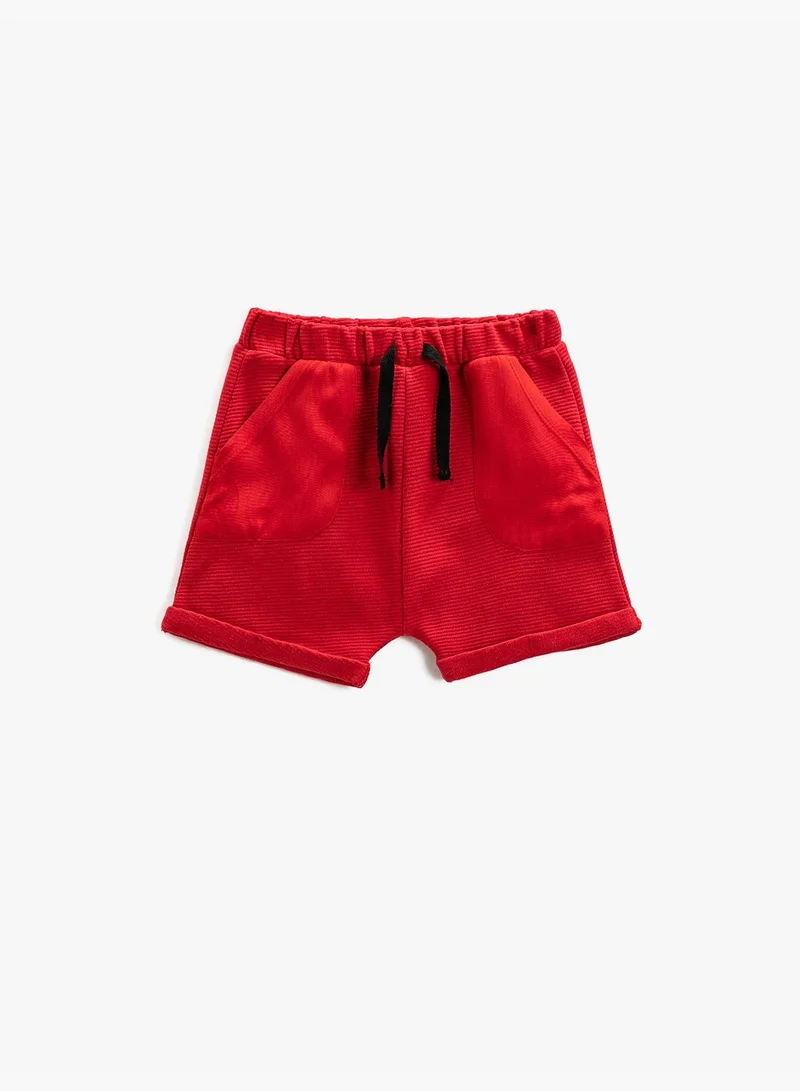 كوتون Basic Shorts Drawstring Pocket Detail Textured