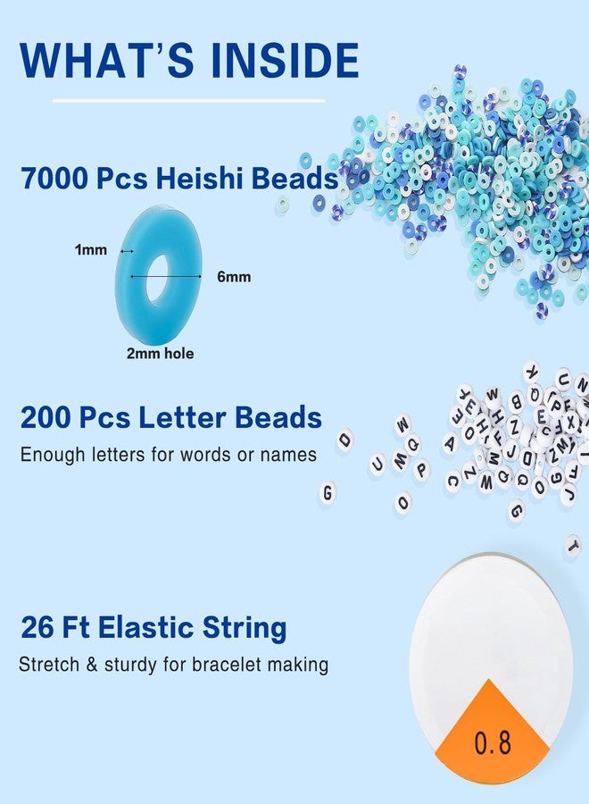ADIIL مجموعة صنع الأساور من خرز الطين من ADIIL، 7200 قطعة، 10 ألوان زرقاء، خرز بوليمر هيشي 6 مم لصنع المجوهرات، مجموعة أساور الصداقة مع خرز حروف، هدية مثالية لأعياد الميلاد والكريسماس للبالغين. - Image 5