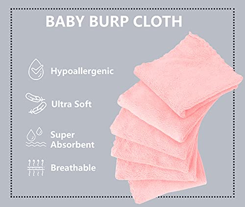Spotted Play 8 Pack Large Burp Cloths for Baby - 20" by 10" Ultra Absorbent Burping Cloth, Hand Washcloths, Newborn Towel - Milk Spit Up Rags - Burpy Cloths for Unisex, Boy, Girl - Burp Cloths Set(Pink) - Image 2