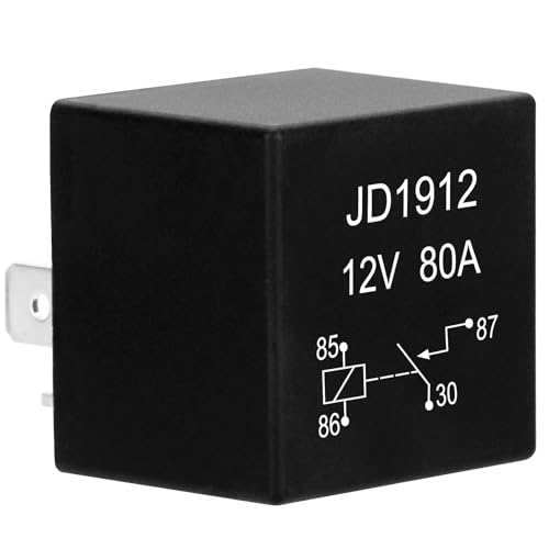Weasch 2 Pack JD1912 Car Relay, 12V 80A, 4 Pin SPST, Automotive Switches and Starters, Waterproof Relay for Boat Tractor Truck Motorcycle (2) - Image 5