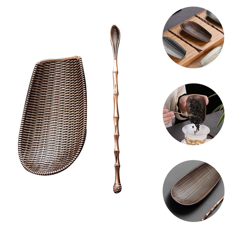 Retro Textured Alloy Tea Scoop Needle Set For Loose Leaf Brewing Measuring - Image 5