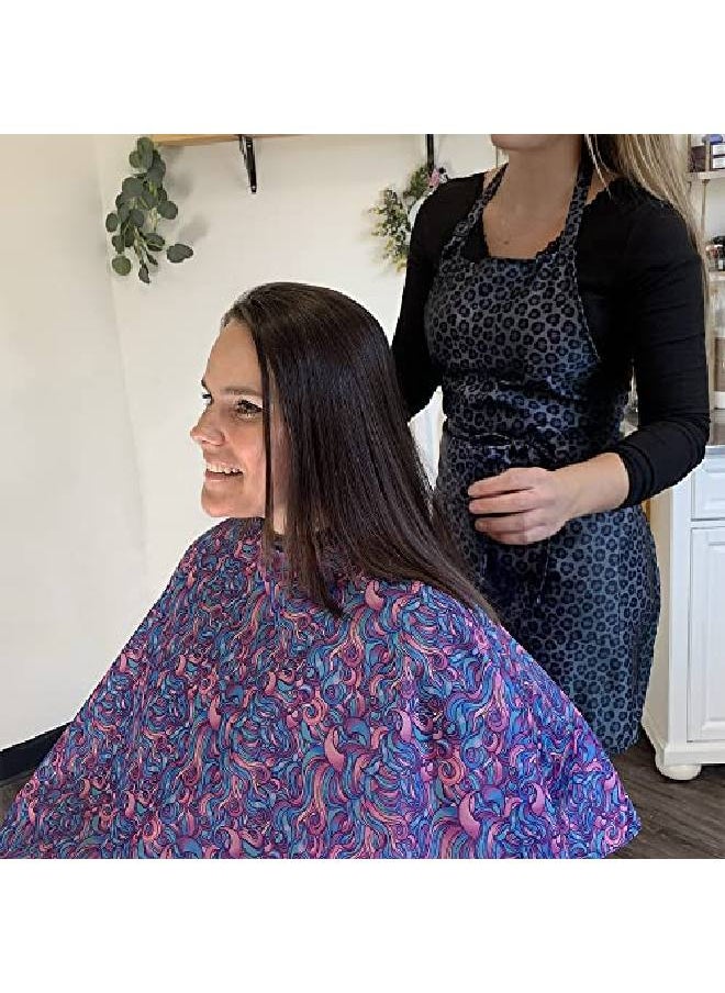 Plum Hill Polyester Women'S Hair Cutting Cape For The Salon Or At Home Stylist Or Barber With Adjustable Neck Snaps And Trendy Hair Swirls Design Hair Swirls  - Image 4