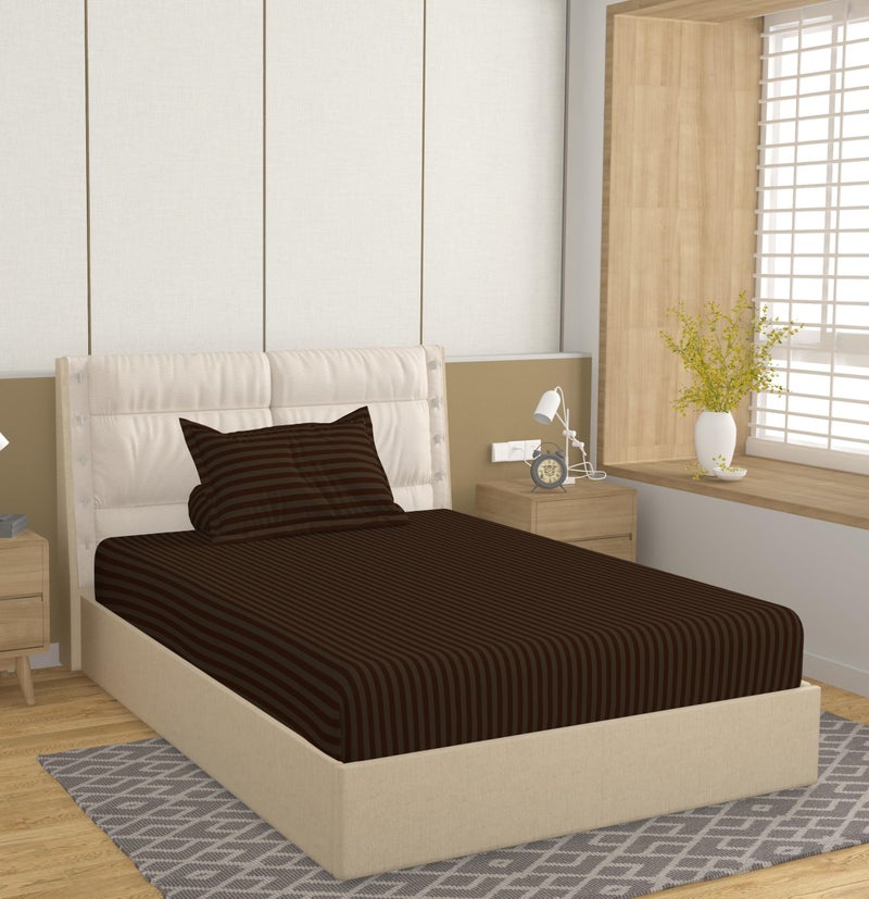 STARNSTYLE 220 Cotton Feel Glace Cotton 1 Single Bedsheet with 1 Pillow Cover (90X60 Inch) Coffee - Image 5