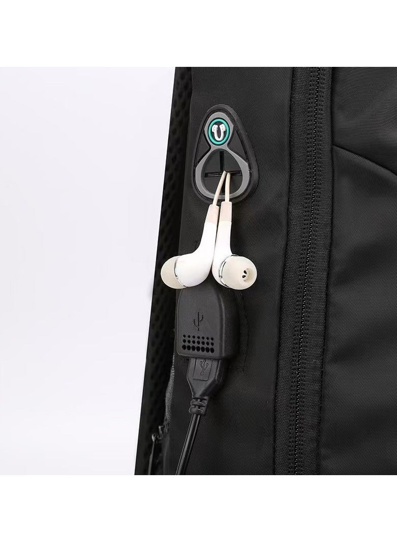 SPORT Male and female USB charging laptop backpack black - Image 3