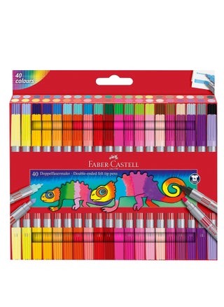 Faber-Castell Double-Ended Felt Tip Pens 40 Color, With a fine and a thick tip,Thin tip for fine lines,Thick tip for all-over colour,Washes out of most fabrics - pzsku/Z597C3B24FDAB98E69E62Z/45/_/1697633712/1f441ed8-852b-47f3-8cab-41216ad451a7