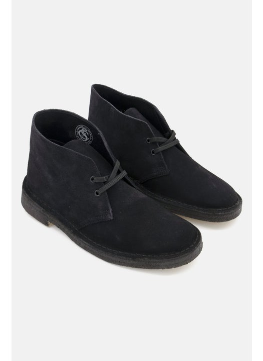 Men Wide Lace Up Desert Boot,Black