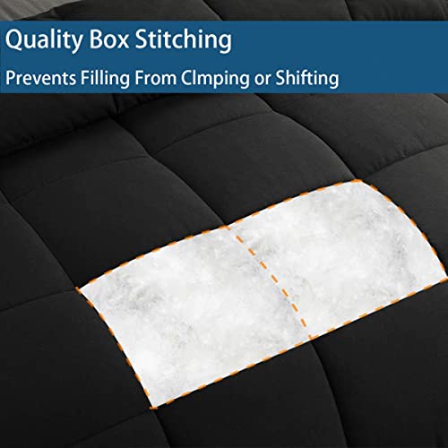 cozy night Cozynight Down Alternative Comforter-All Season Super King Plus Comforters Duvet Insert with Corner Tabs-Breathable-Box Stitched Reversible Black Comforter 128x120 inches - Image 3