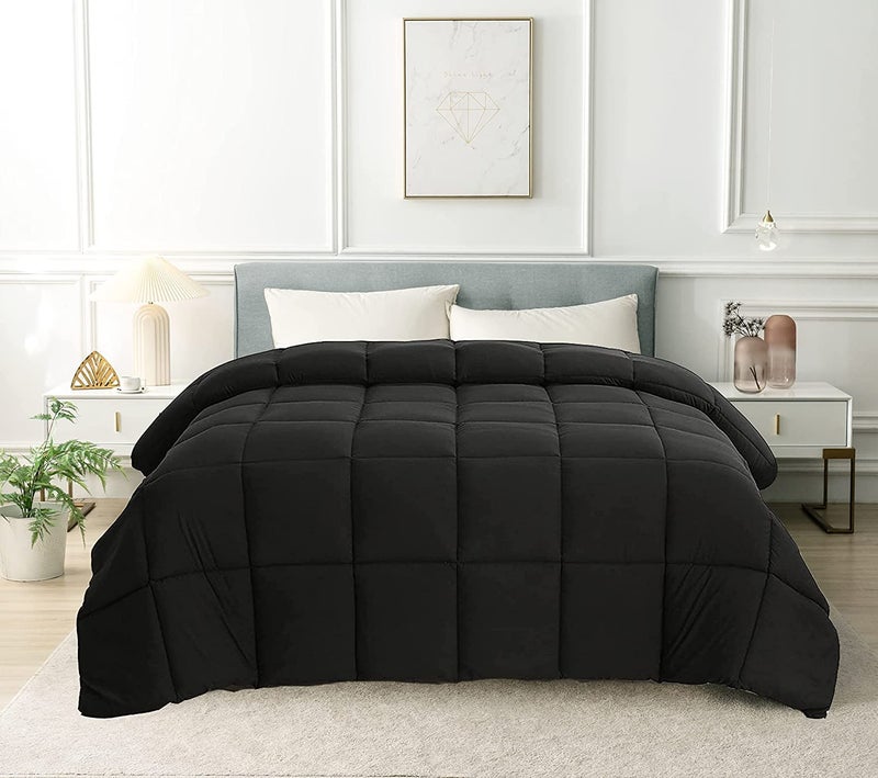 cozy night Cozynight Down Alternative Comforter-All Season Super King Plus Comforters Duvet Insert with Corner Tabs-Breathable-Box Stitched Reversible Black Comforter 128x120 inches - Image 1