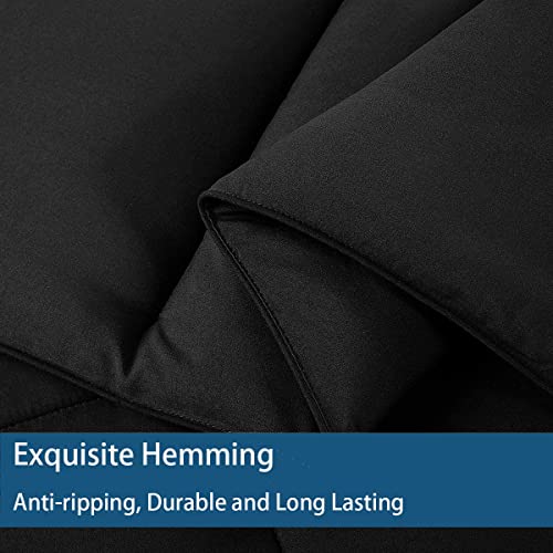 cozy night Cozynight Down Alternative Comforter-All Season Super King Plus Comforters Duvet Insert with Corner Tabs-Breathable-Box Stitched Reversible Black Comforter 128x120 inches - Image 4