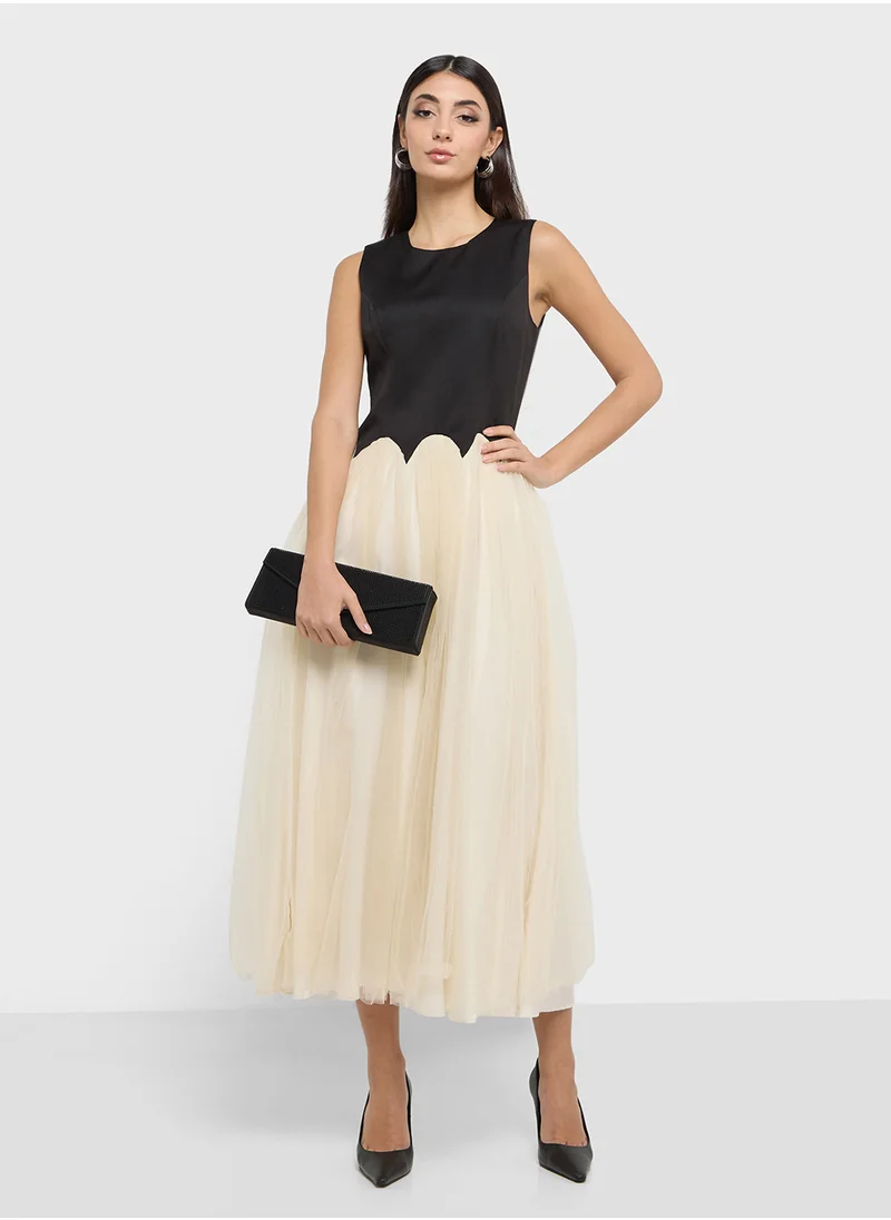 Never fully Dressed Color Block Tiered Dress