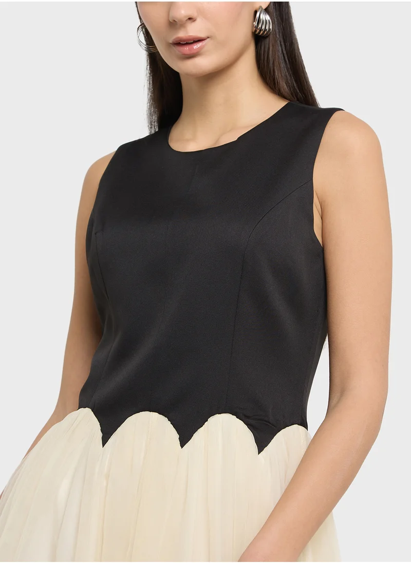 Never fully Dressed Color Block Tiered Dress