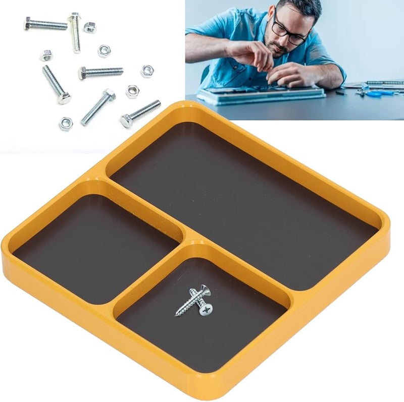 Aluminum Alloy Magnetic Tray 13 8x11x2cm For Screws Nuts Bolts Tool Storage - Image 3