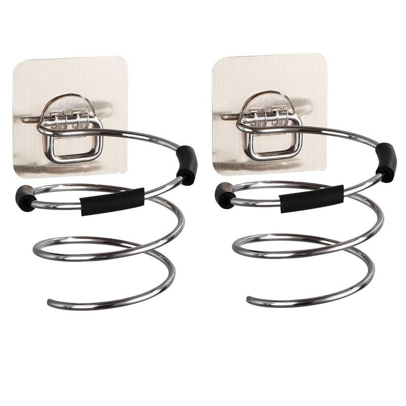 WE-CEF Hair Dryer Holder Wall Mounted, Self-Adhesive Stainless Steel Blow Dryer Rack, Compatible with Most Hair Dryers, Storage Organizer Rack for Bathroom (Pack - 2) - Image 1