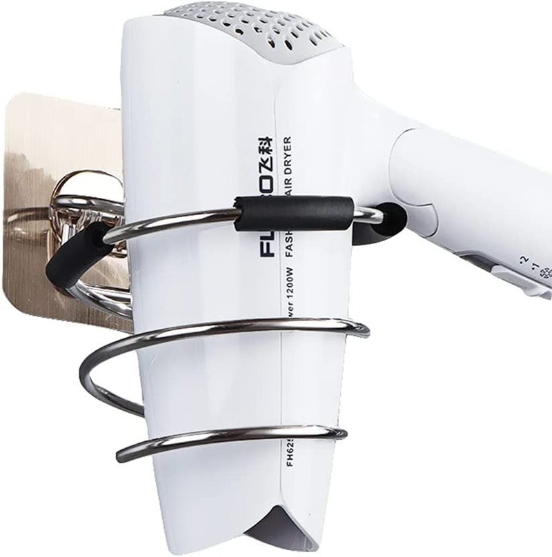 WE-CEF Hair Dryer Holder Wall Mounted, Self-Adhesive Stainless Steel Blow Dryer Rack, Compatible with Most Hair Dryers, Storage Organizer Rack for Bathroom (Pack - 2) - Image 3